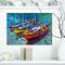 Designart - Three Fishing Boat Oil Painting - Sea & Shore Painting Print on Wrapped Canvas